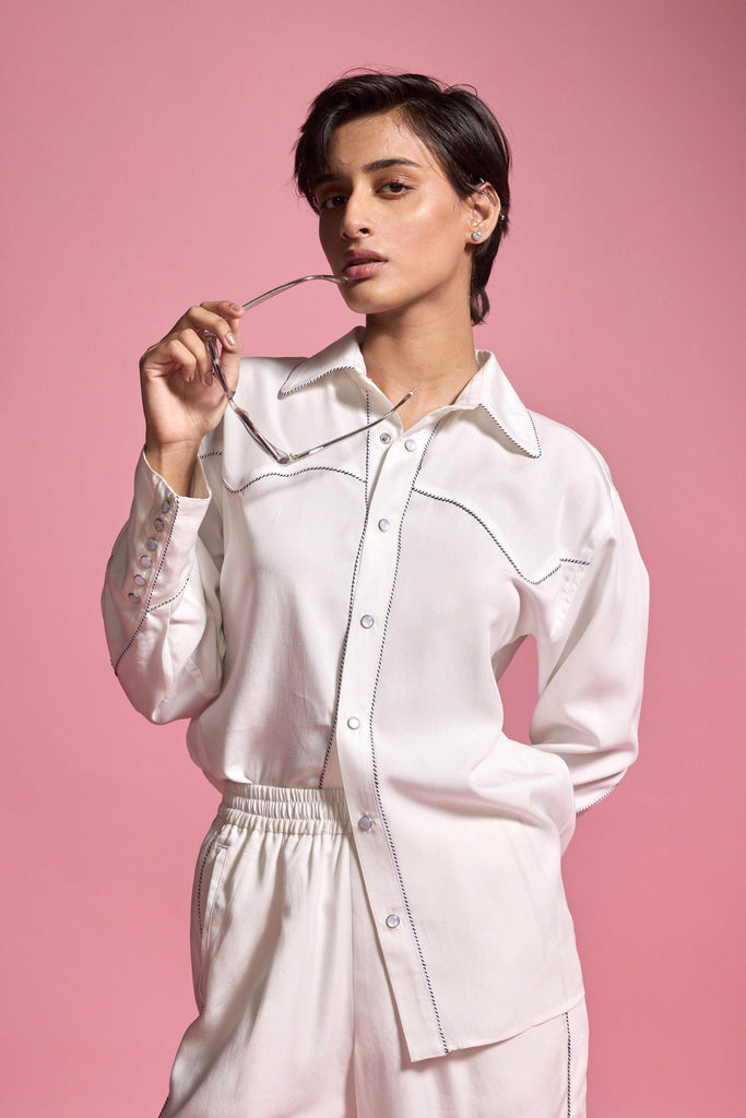 CONTRAST PIPED SHIRT - dash and dot dash and dot