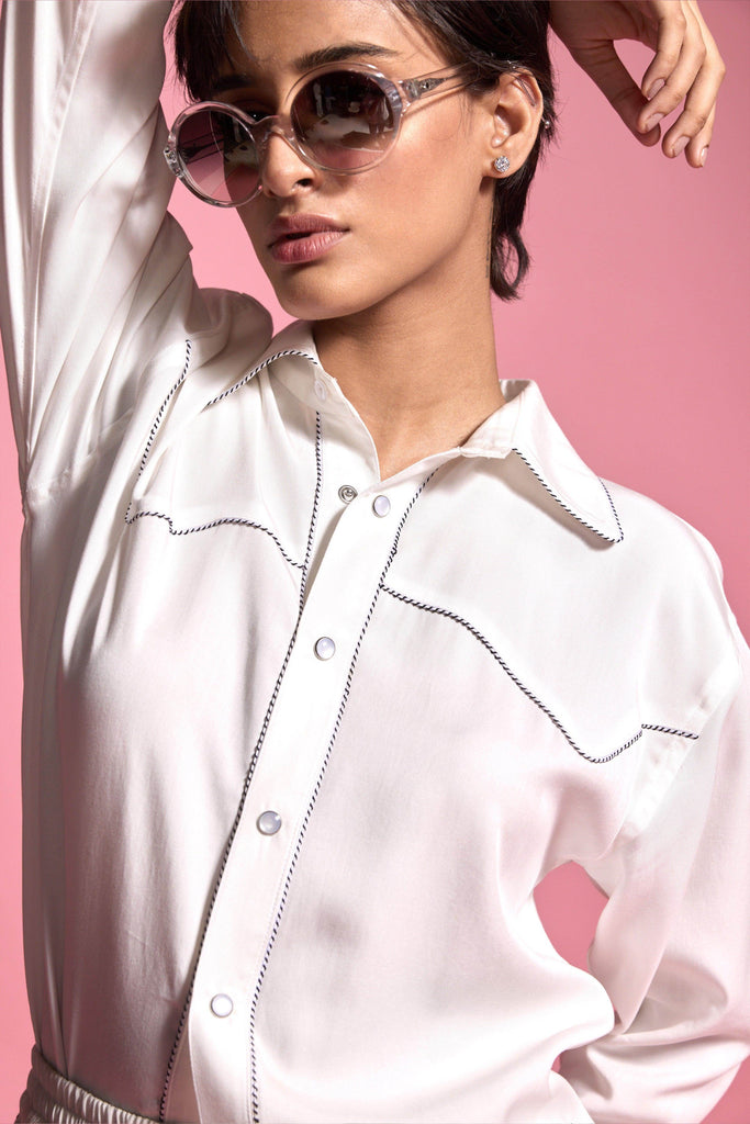 CONTRAST PIPED SHIRT - dash and dot dash and dot