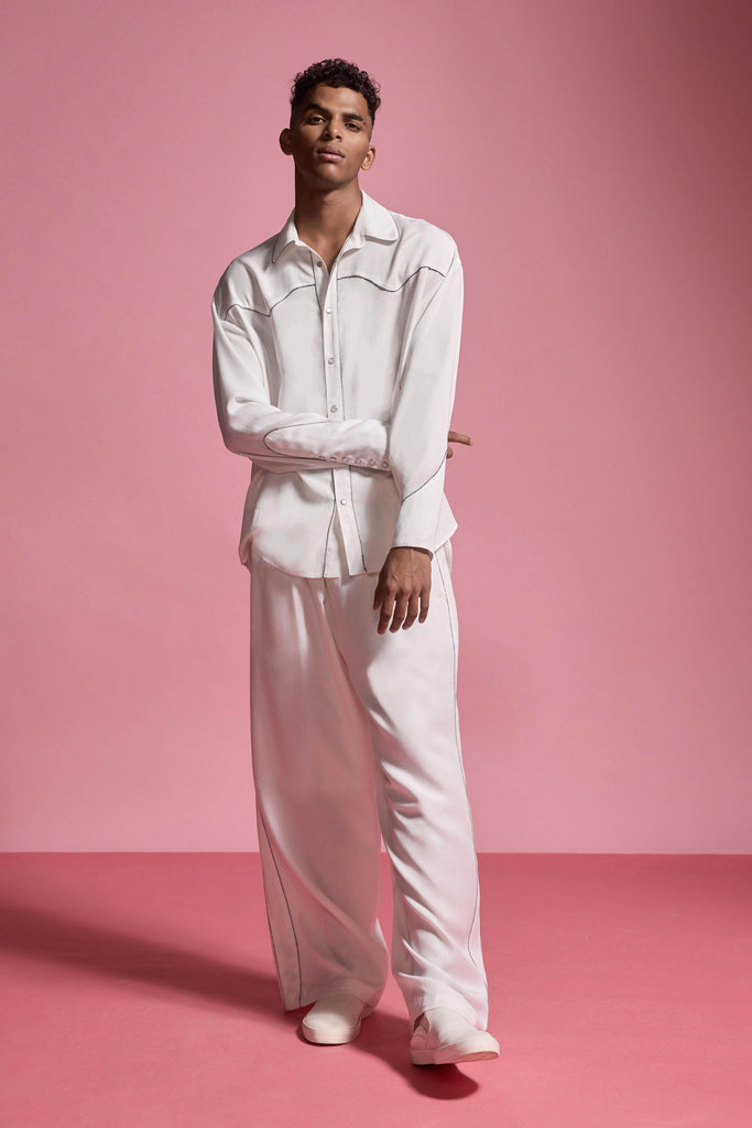 CONTRAST PIPED SHIRT - dash and dot dash and dot