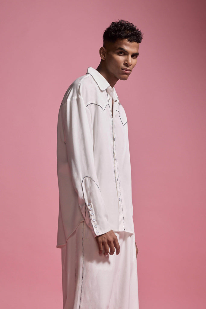 CONTRAST PIPED SHIRT - dash and dot dash and dot