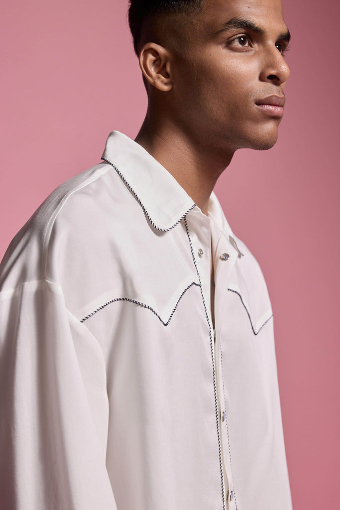 CONTRAST PIPED SHIRT - dash and dot dash and dot