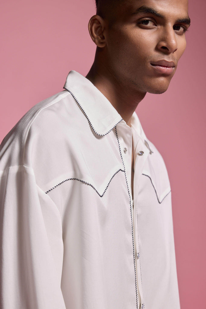 CONTRAST PIPED SHIRT - dash and dot dash and dot