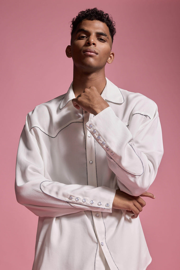 CONTRAST PIPED SHIRT - dash and dot dash and dot