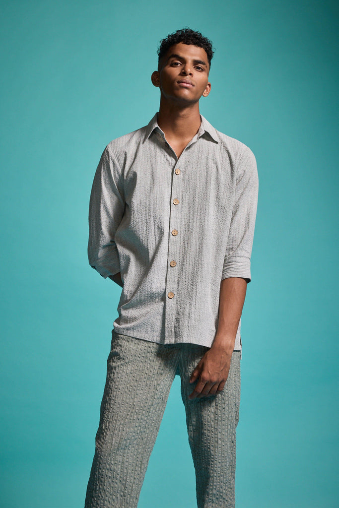 WASHED SEERSUCKER SHIRT - dash and dot dash and dot