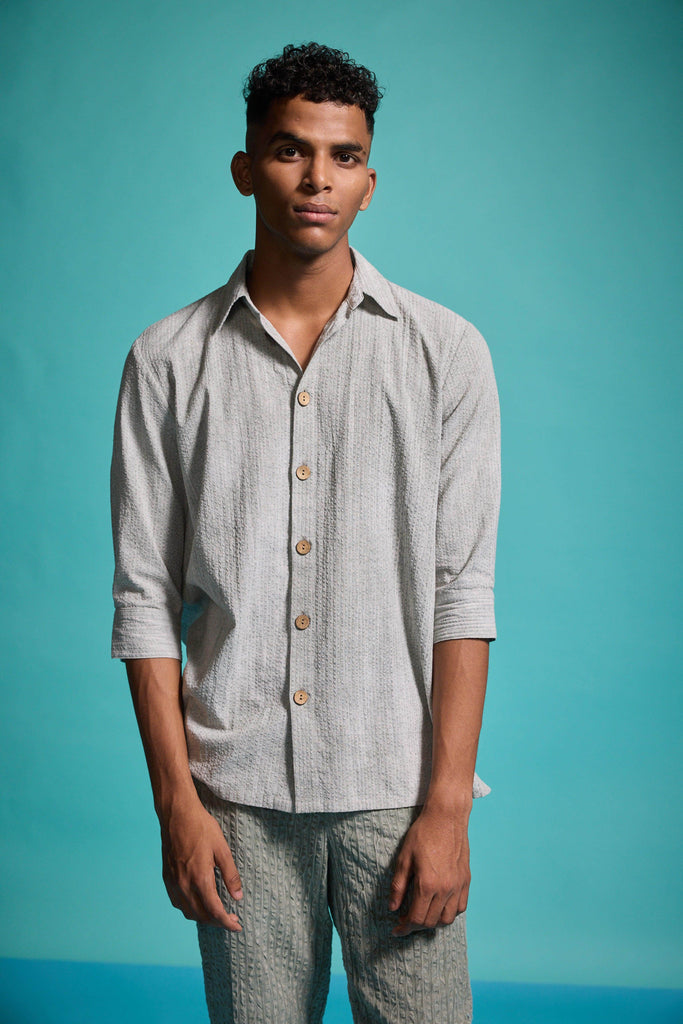 WASHED SEERSUCKER SHIRT - dash and dot dash and dot