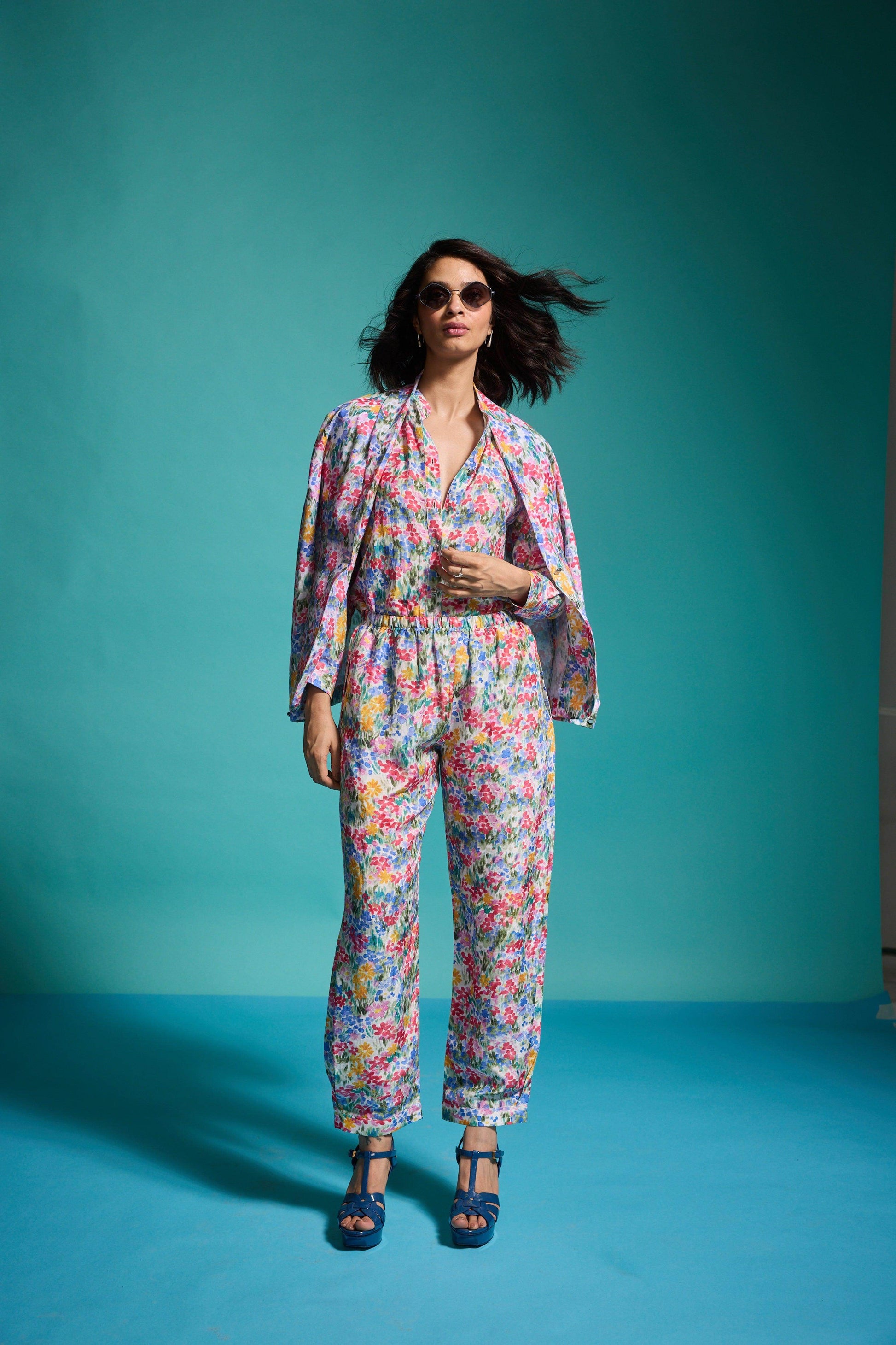 FLORAL LINEN BLAZER, SHIRT AND PANT - dash and dot