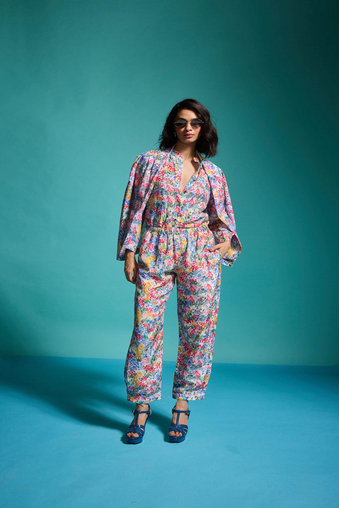 FLORAL PRINTED LINEN PANT - dash and dot dash and dot