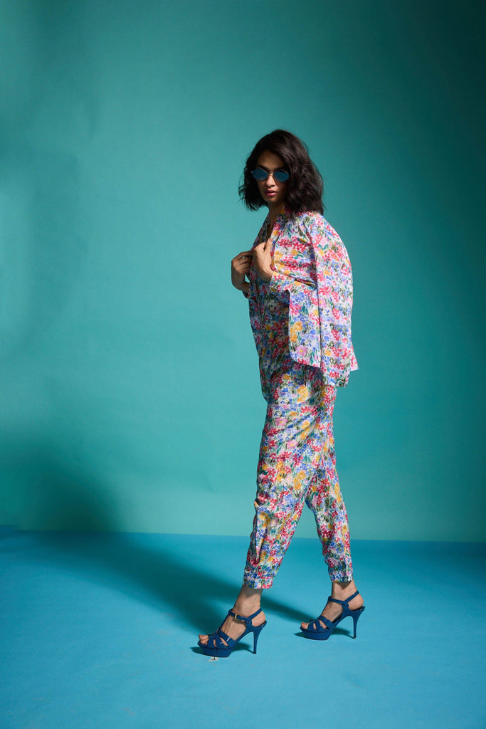 FLORAL PRINTED LINEN PANT - dash and dot dash and dot