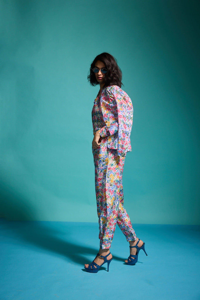 FLORAL PRINTED LINEN PANT - dash and dot dash and dot