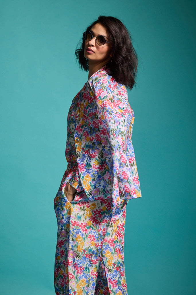 FLORAL PRINTED LINEN BLAZER - dash and dot dash and dot