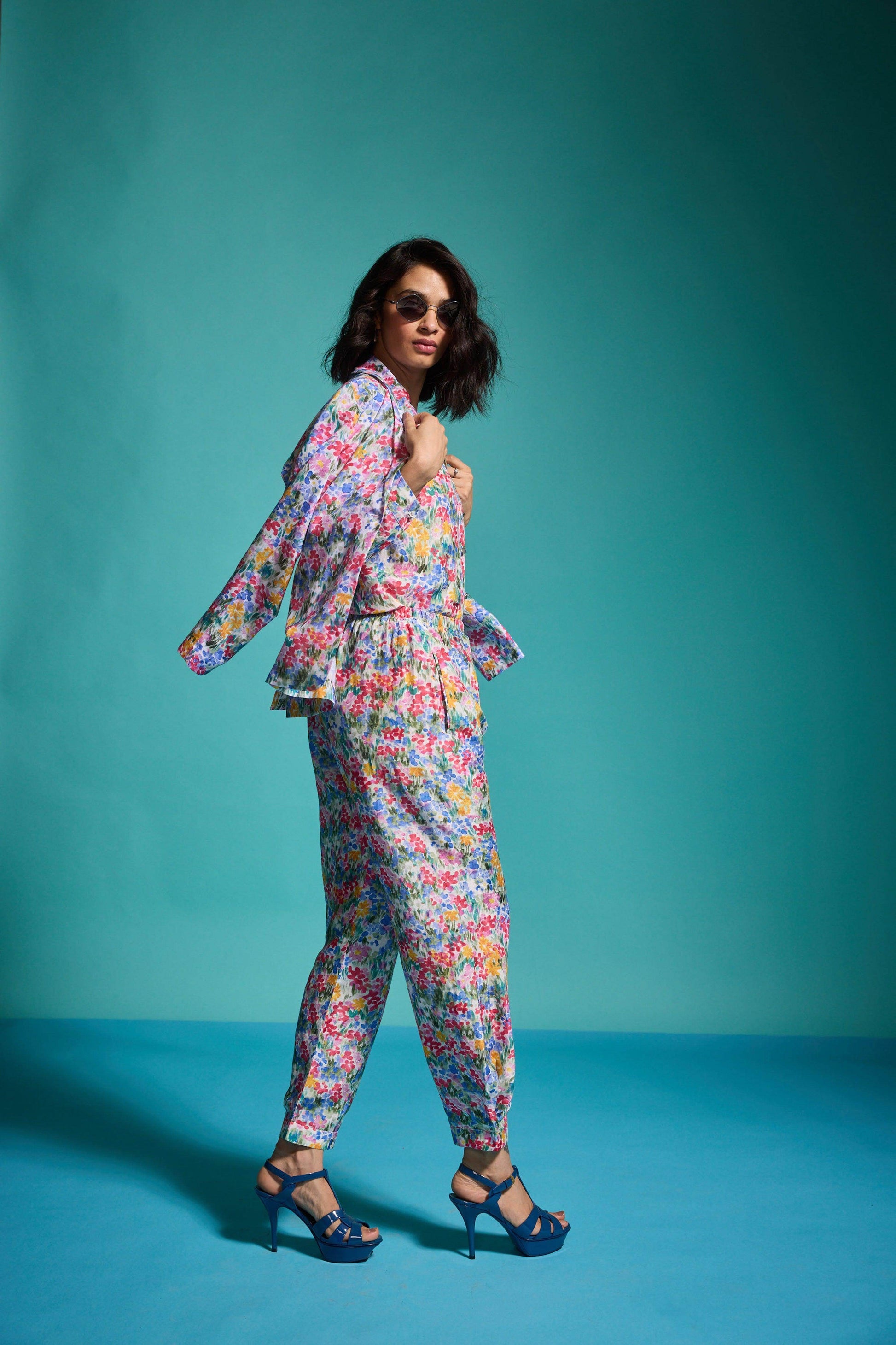 FLORAL LINEN BLAZER, SHIRT AND PANT - dash and dot