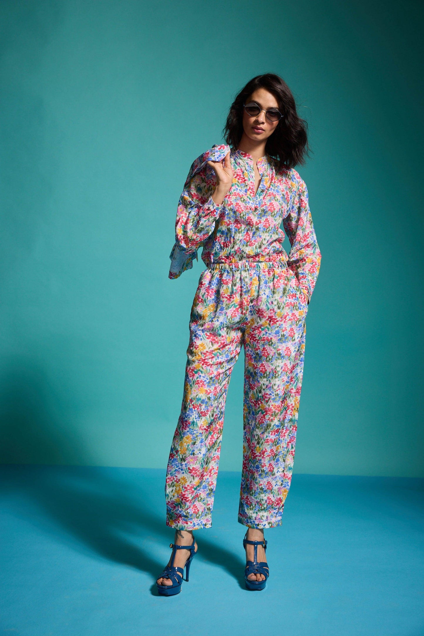 FLORAL LINEN BLAZER, SHIRT AND PANT - dash and dot