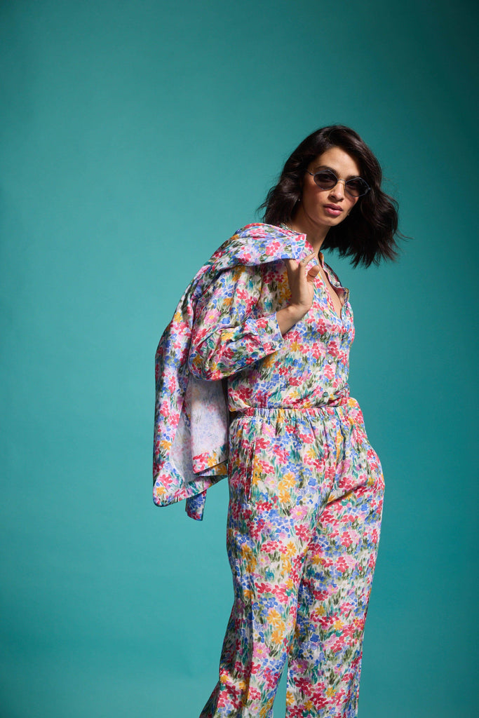 FLORAL LINEN BLAZER, SHIRT AND PANT - dash and dot dash and dot