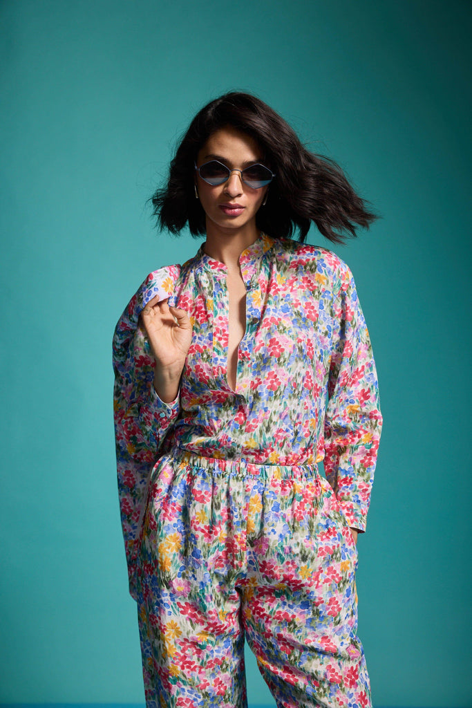 FLORAL PRINTED LINEN SHIRT - dash and dot dash and dot
