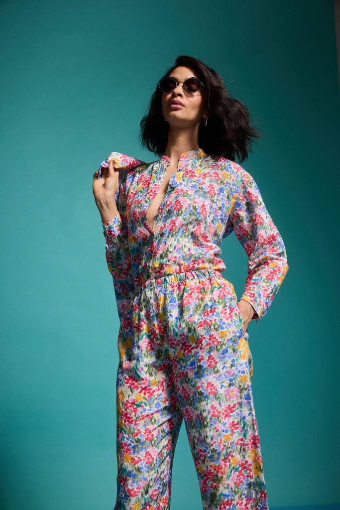 FLORAL PRINTED LINEN PANT - dash and dot dash and dot