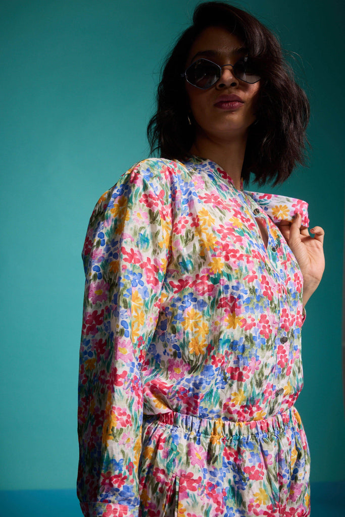 FLORAL PRINTED LINEN SHIRT - dash and dot dash and dot