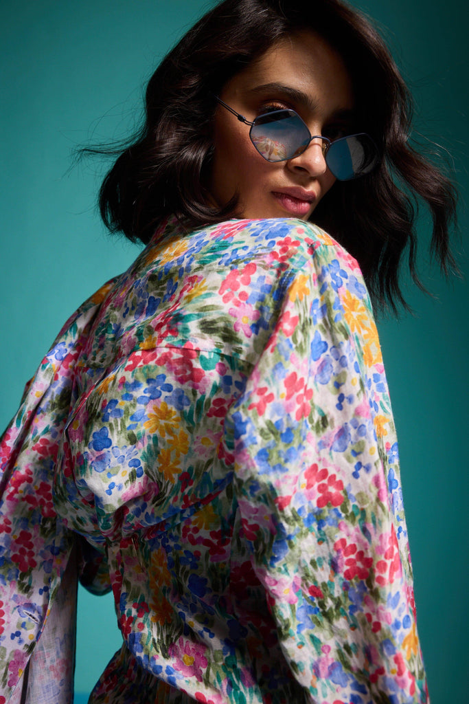 FLORAL PRINTED LINEN SHIRT - dash and dot dash and dot