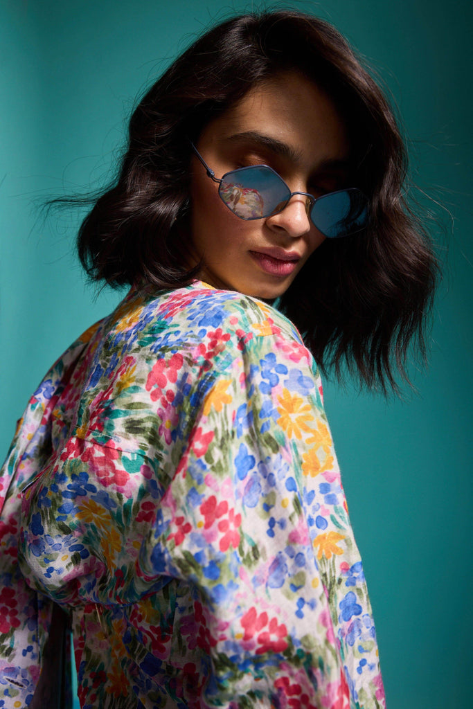 FLORAL PRINTED LINEN SHIRT - dash and dot dash and dot