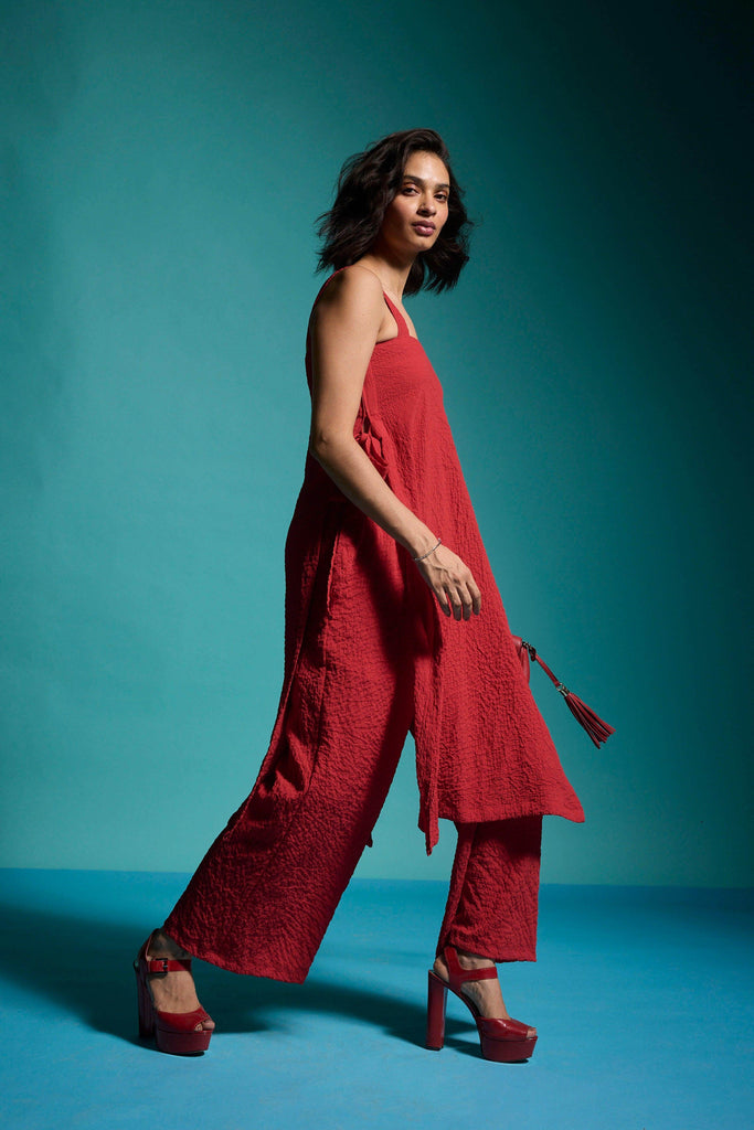 CRUSHED RED PANT - dash and dot dash and dot