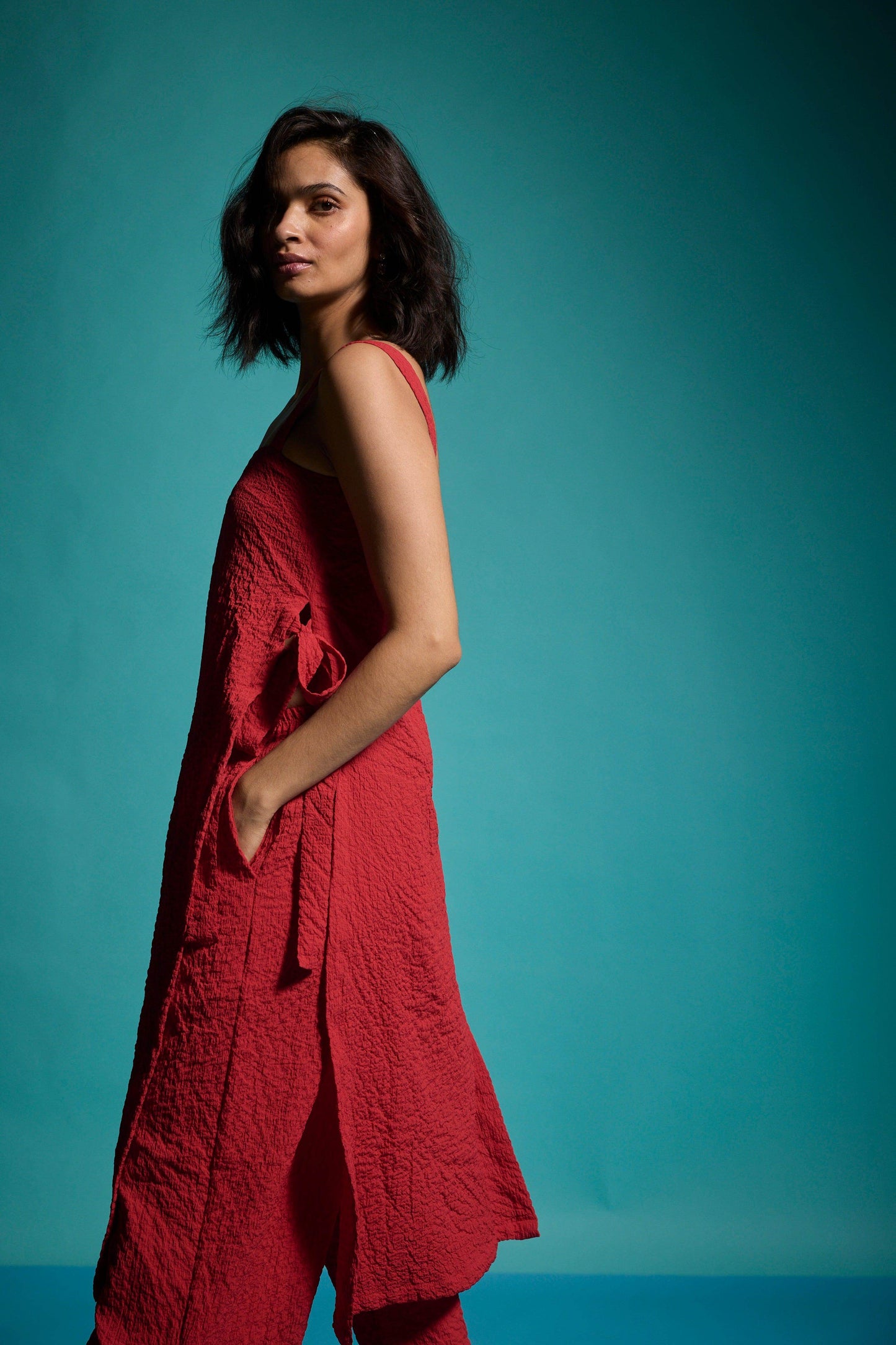 TEXTURED SIDE TIE SET - dash and dot