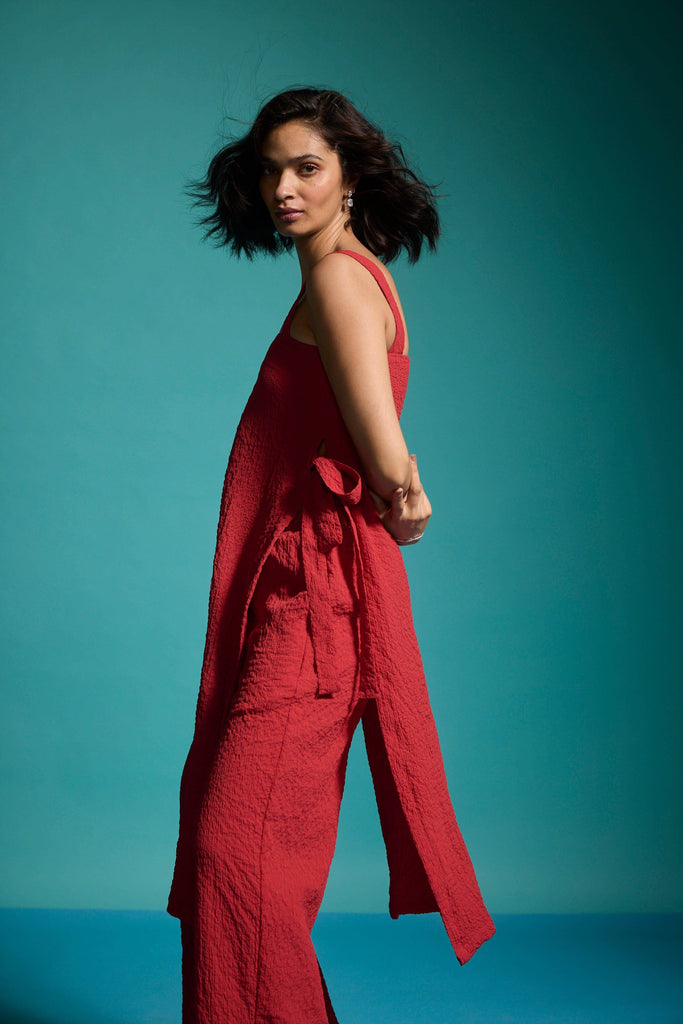 CRUSHED RED PANT - dash and dot dash and dot