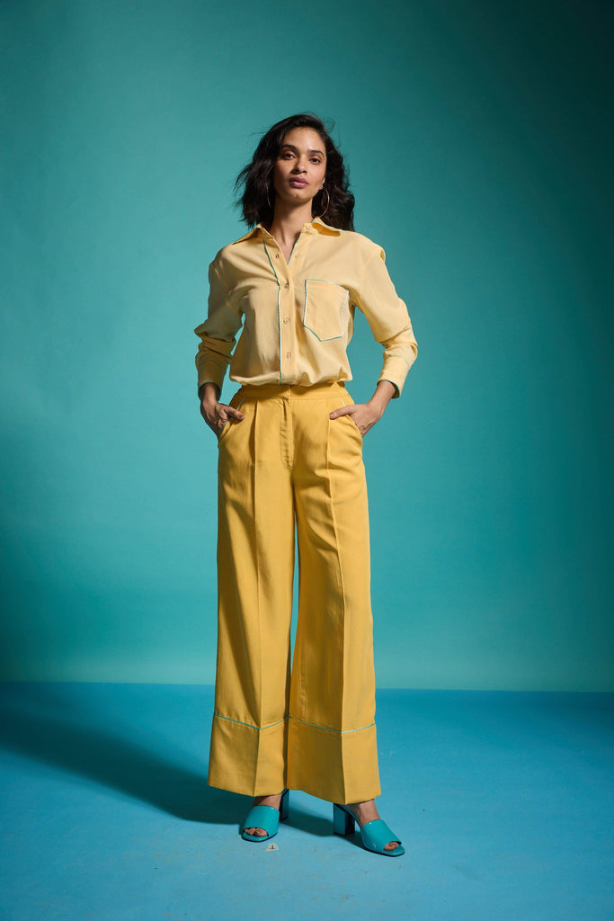 CONTRAST PIPING SHIRT - dash and dot dash and dot