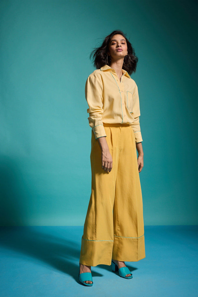 CONTRAST PIPING SHIRT - dash and dot dash and dot