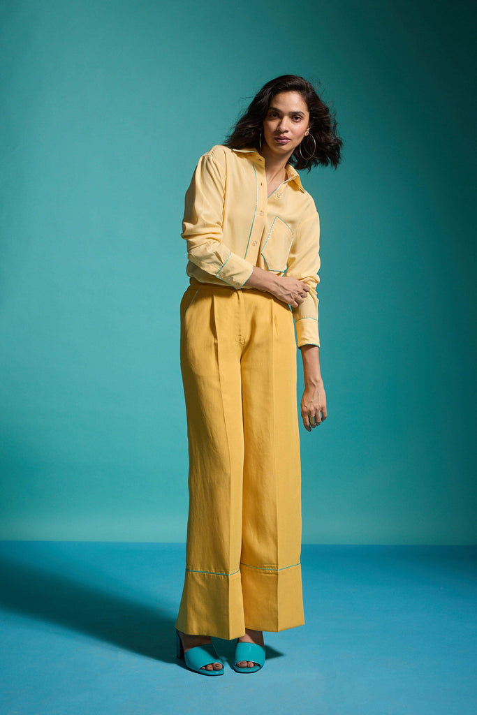 CONTRAST PIPING SHIRT - dash and dot dash and dot