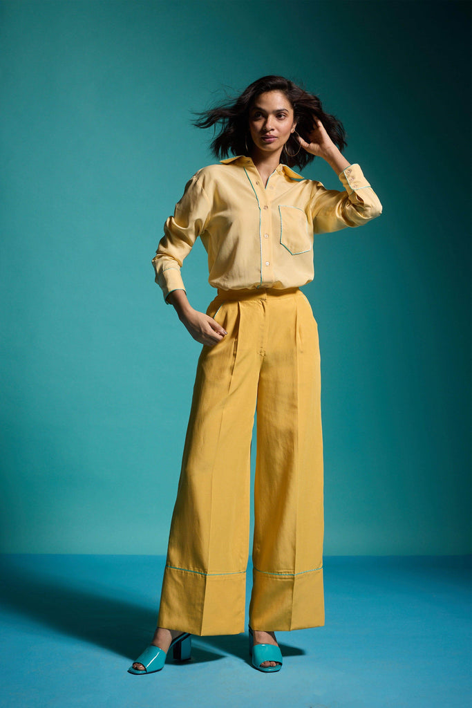 CONTRAST PIPING SHIRT - dash and dot dash and dot