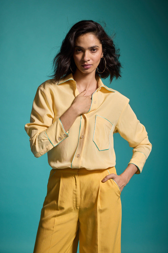 CONTRAST PIPING SHIRT - dash and dot dash and dot