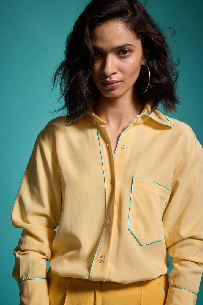 CONTRAST PIPING SHIRT - dash and dot dash and dot