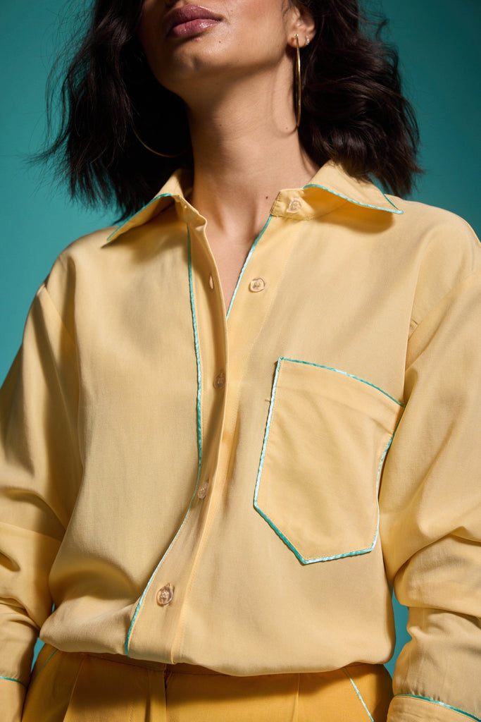 CONTRAST PIPING SHIRT - dash and dot dash and dot