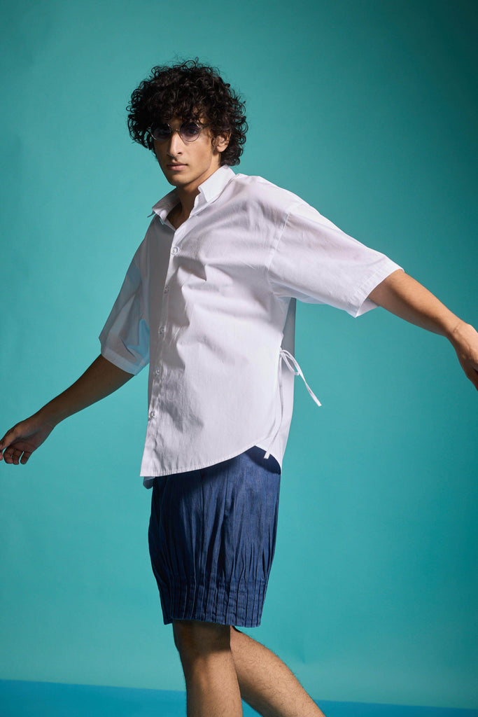 PLEATED DENIM SHORTS - dash and dot dash and dot