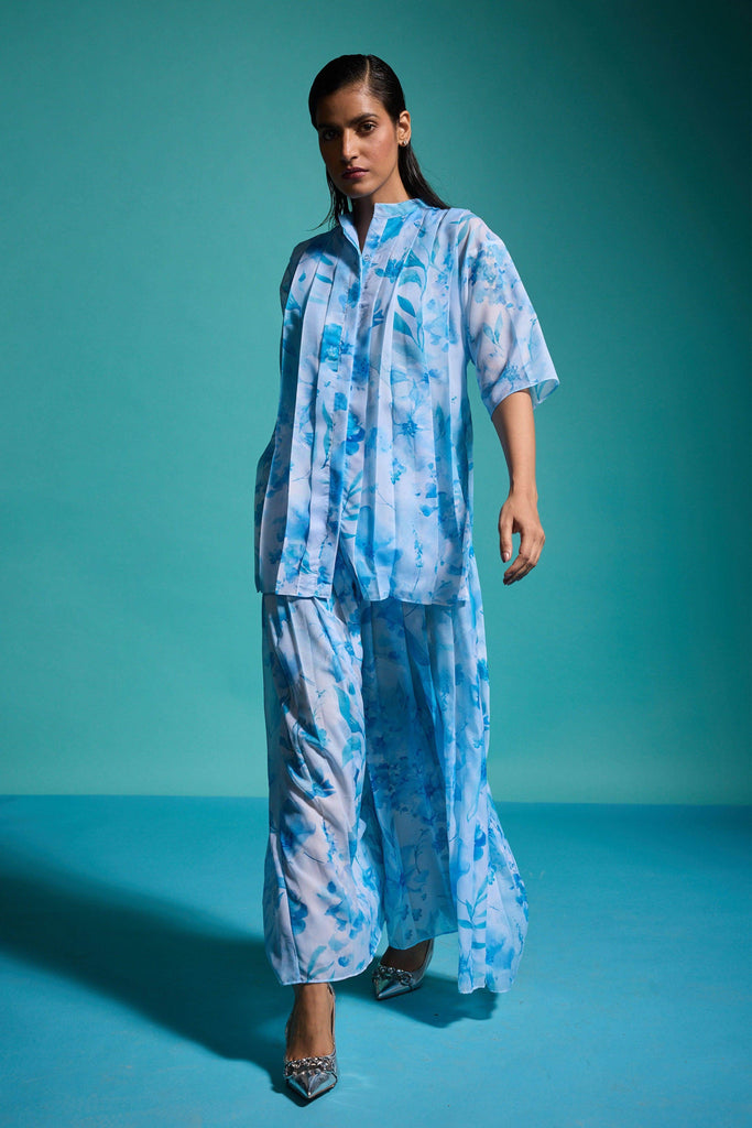 PRINTED PLEAT SET - dash and dot dash and dot