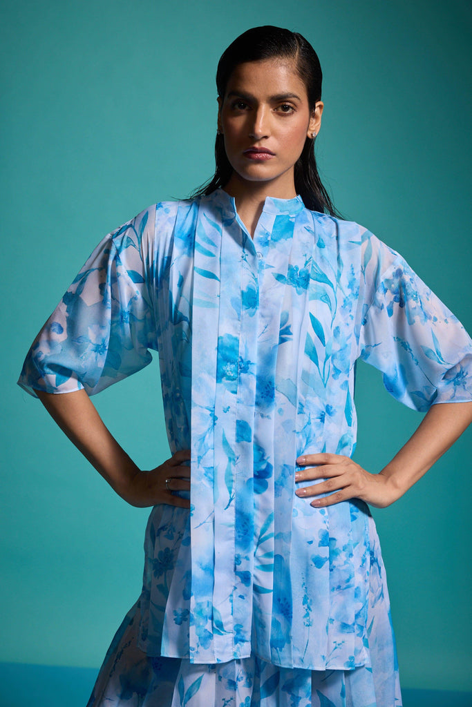 PRINTED PLEAT TOP - dash and dot dash and dot