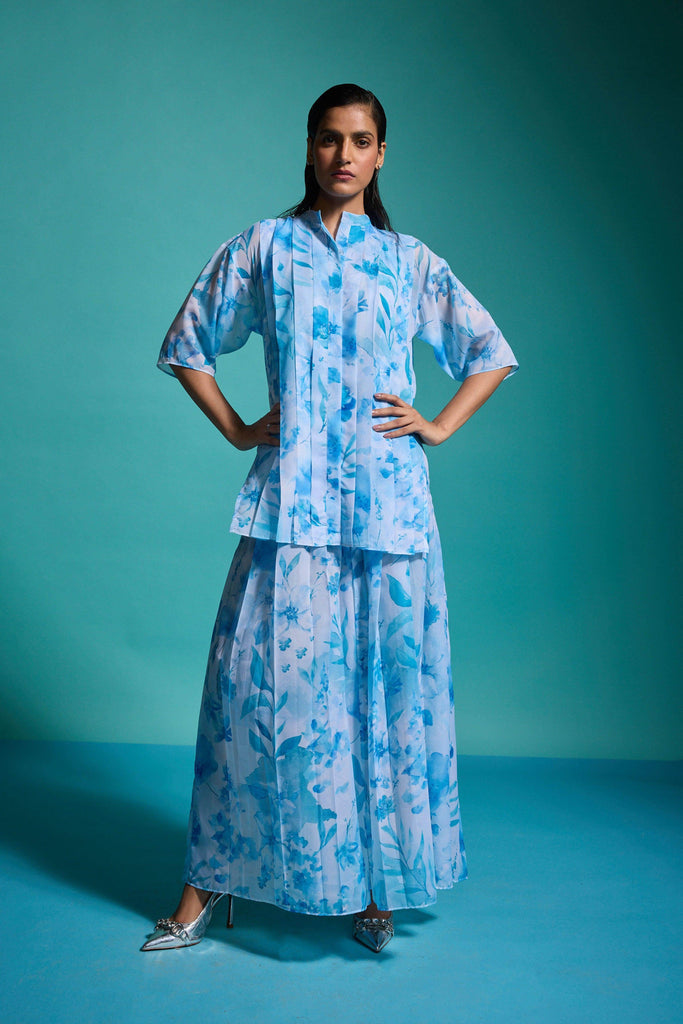 PRINTED PLEAT TOP - dash and dot dash and dot