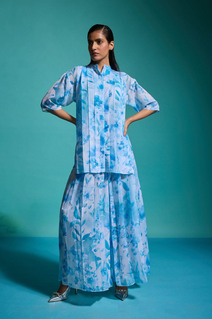 PRINTED PLEAT TOP - dash and dot dash and dot