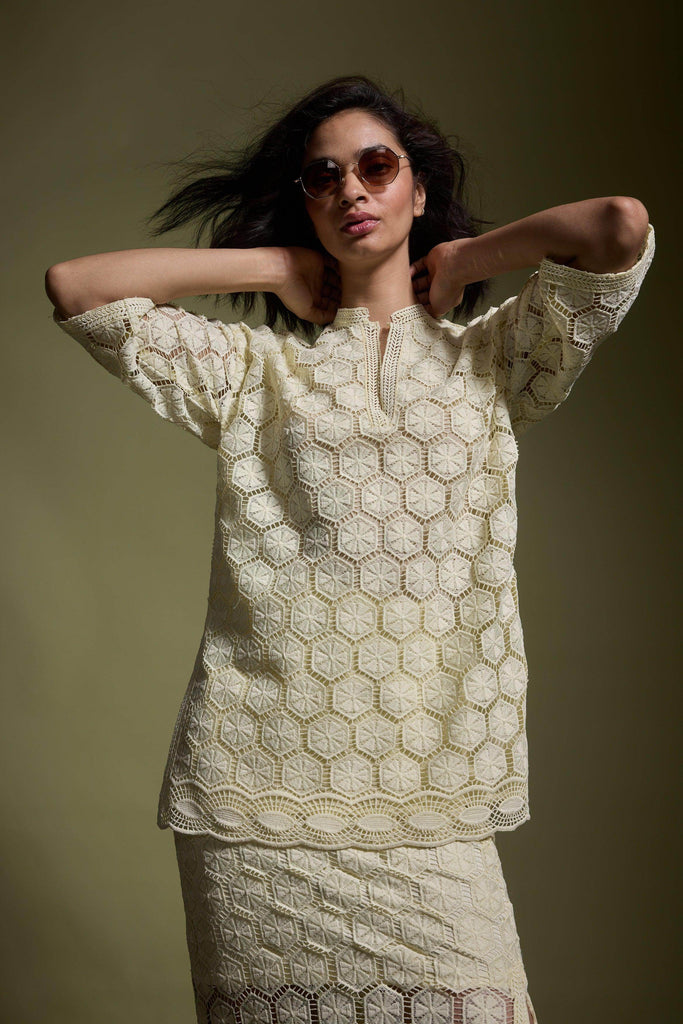 LEMON LACE TOP - dash and dot dash and dot