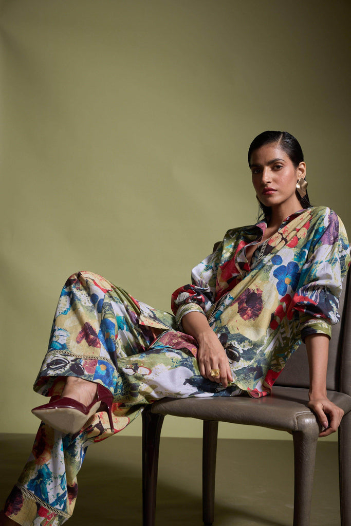 LINEN PRINTED PANT - dash and dot dash and dot