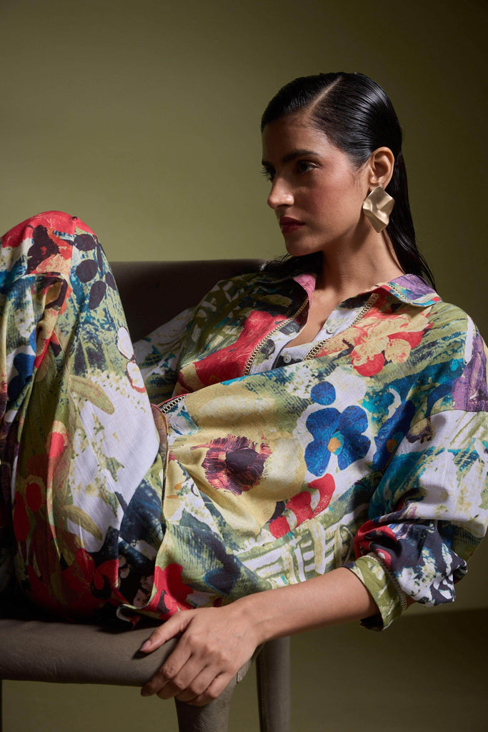 LINEN PRINTED SET - dash and dot dash and dot