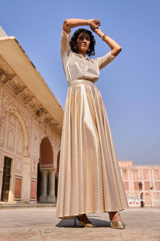 TEXTURED LAMÉ MAXI SKIRT - dash and dot dash and dot