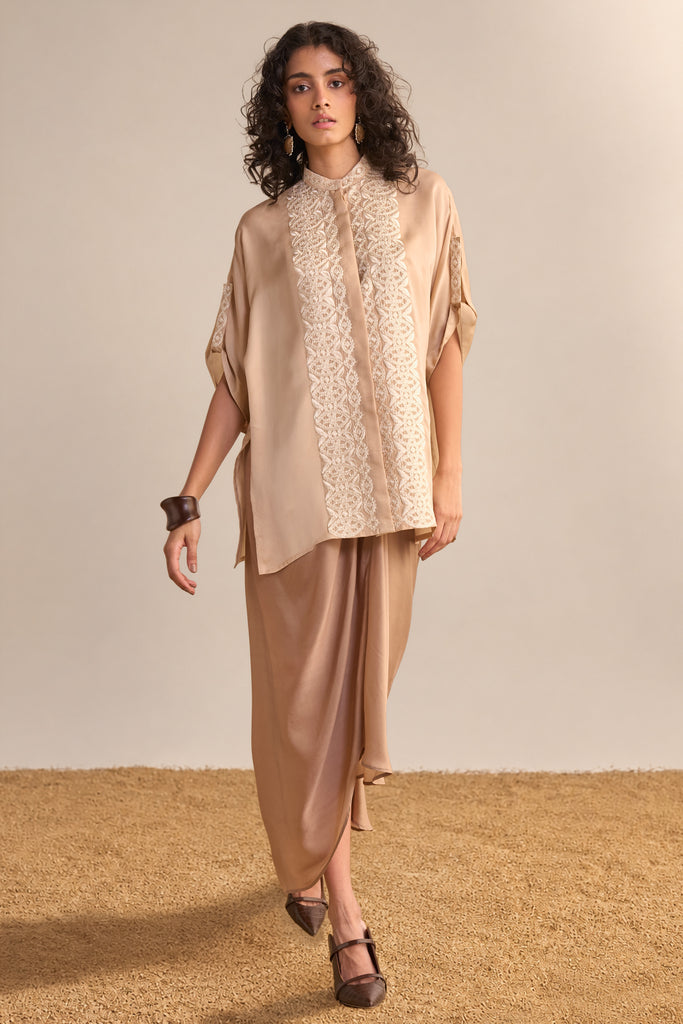 LACE EMBROIDERED SATIN TOP dash and dot