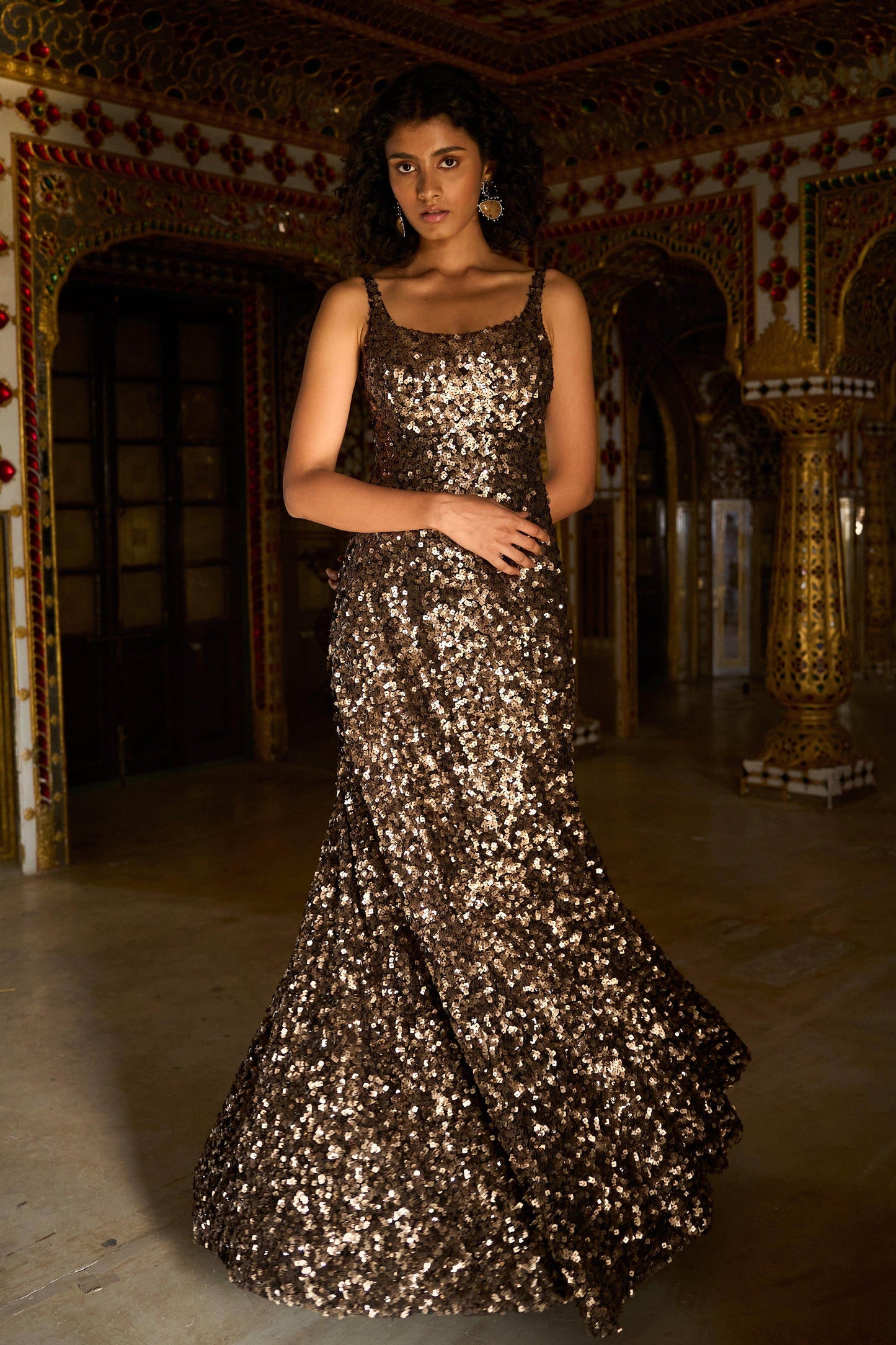 GOLD SEQUIN GOWN - dash and dot