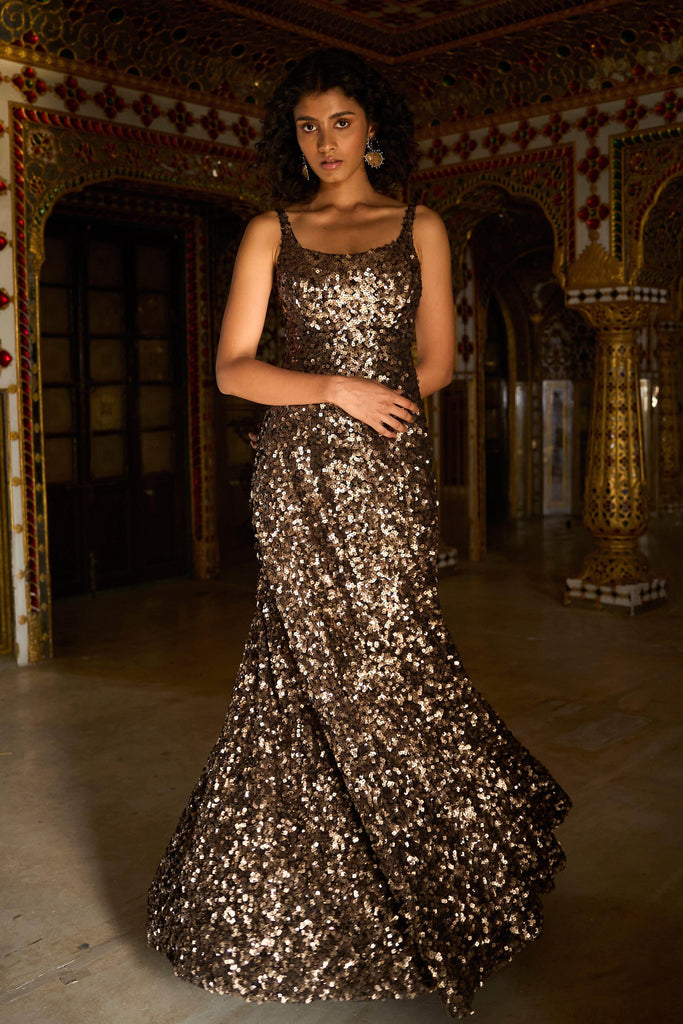 GOLD SEQUIN GOWN - dash and dot dash and dot