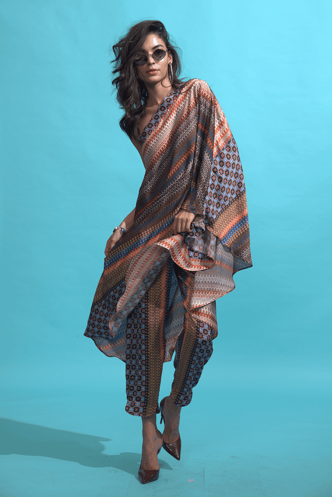 ONE SHOULDER PRINTED SET - dash and dot dash and dot