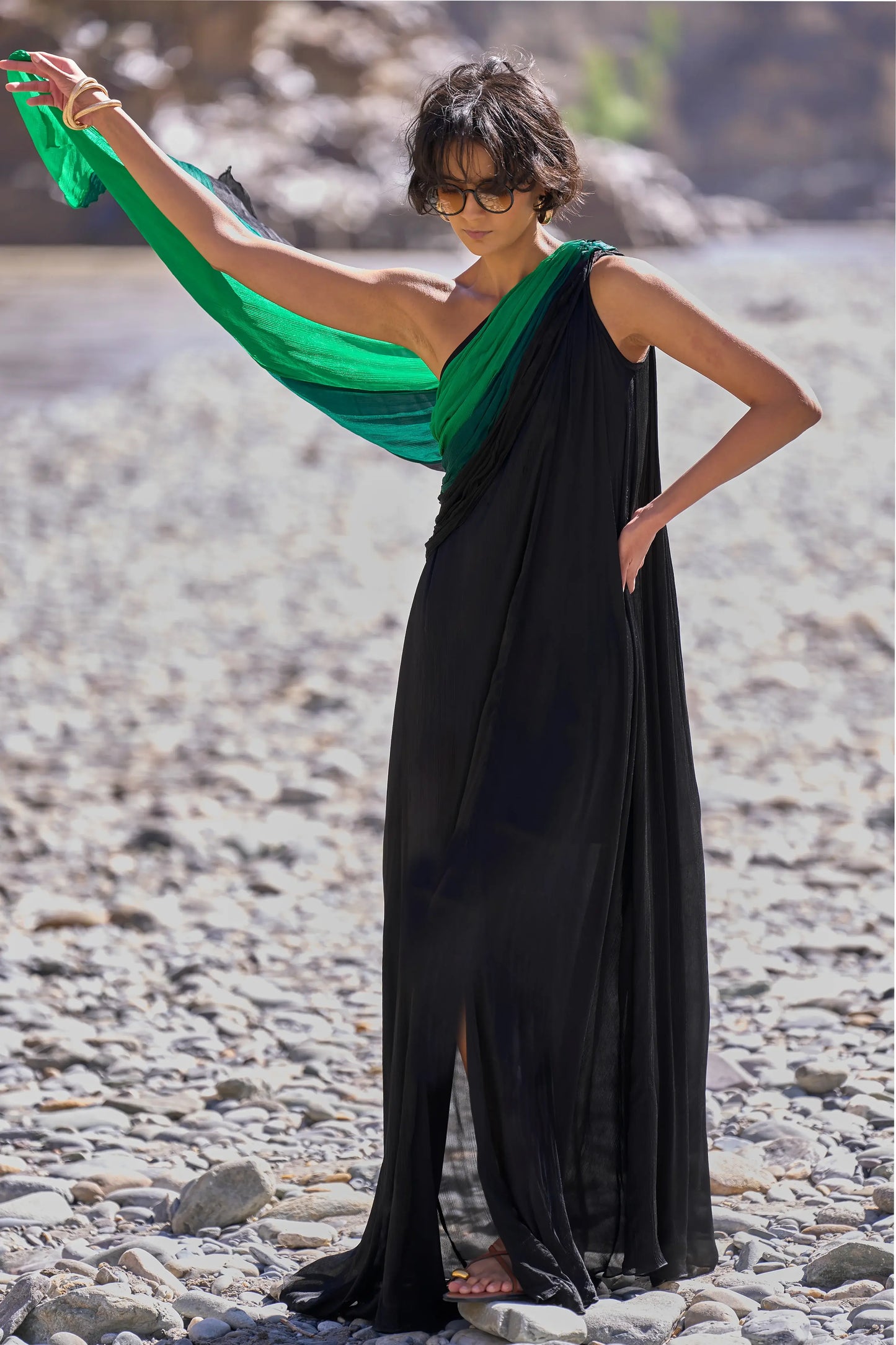 OMBRÉ DRAPED SARI GOWN
