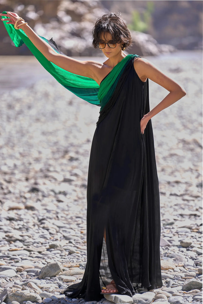 OMBRÉ DRAPED SARI GOWN dash and dot