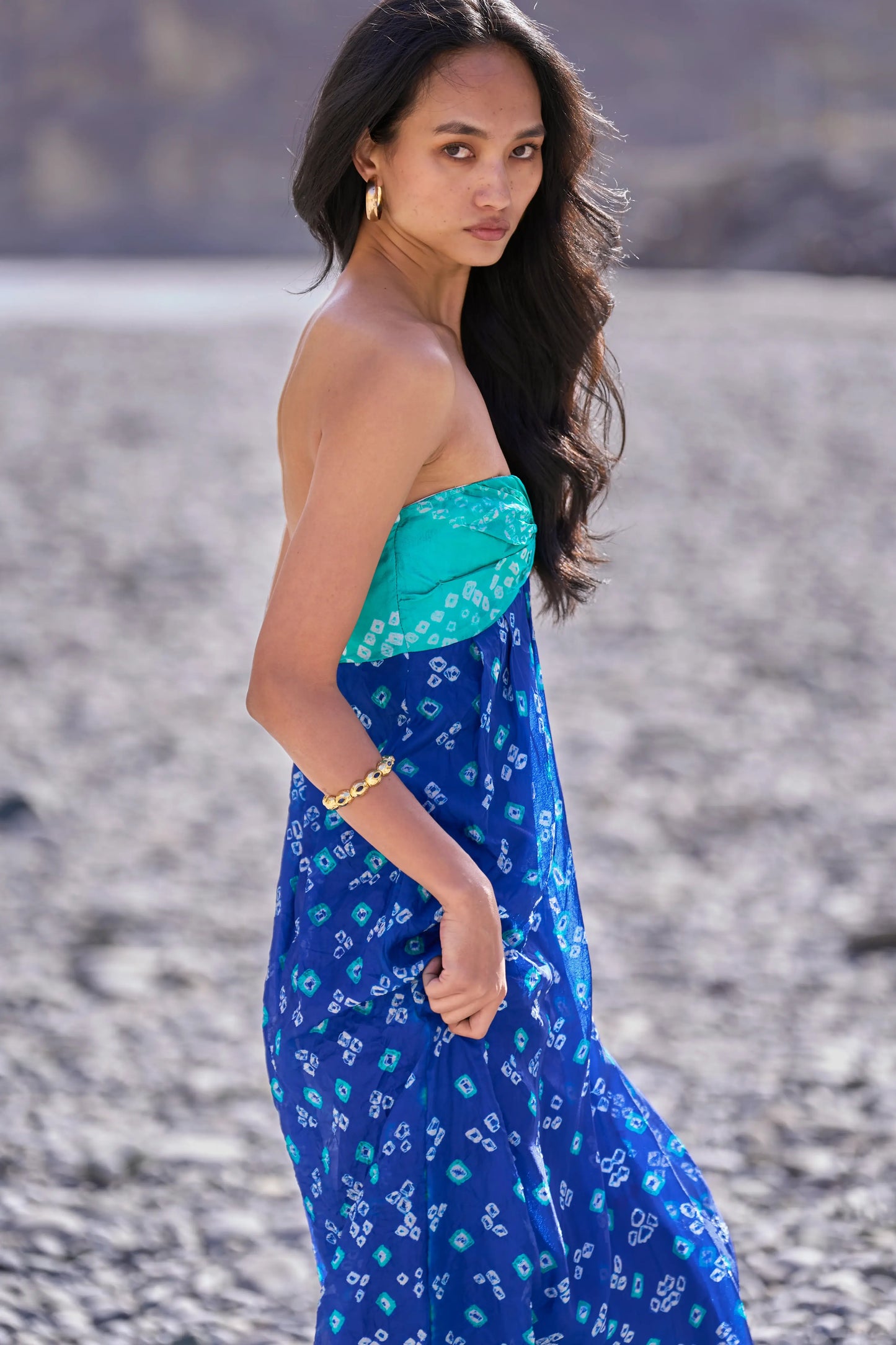 BANDHANI DRAPED DRESS