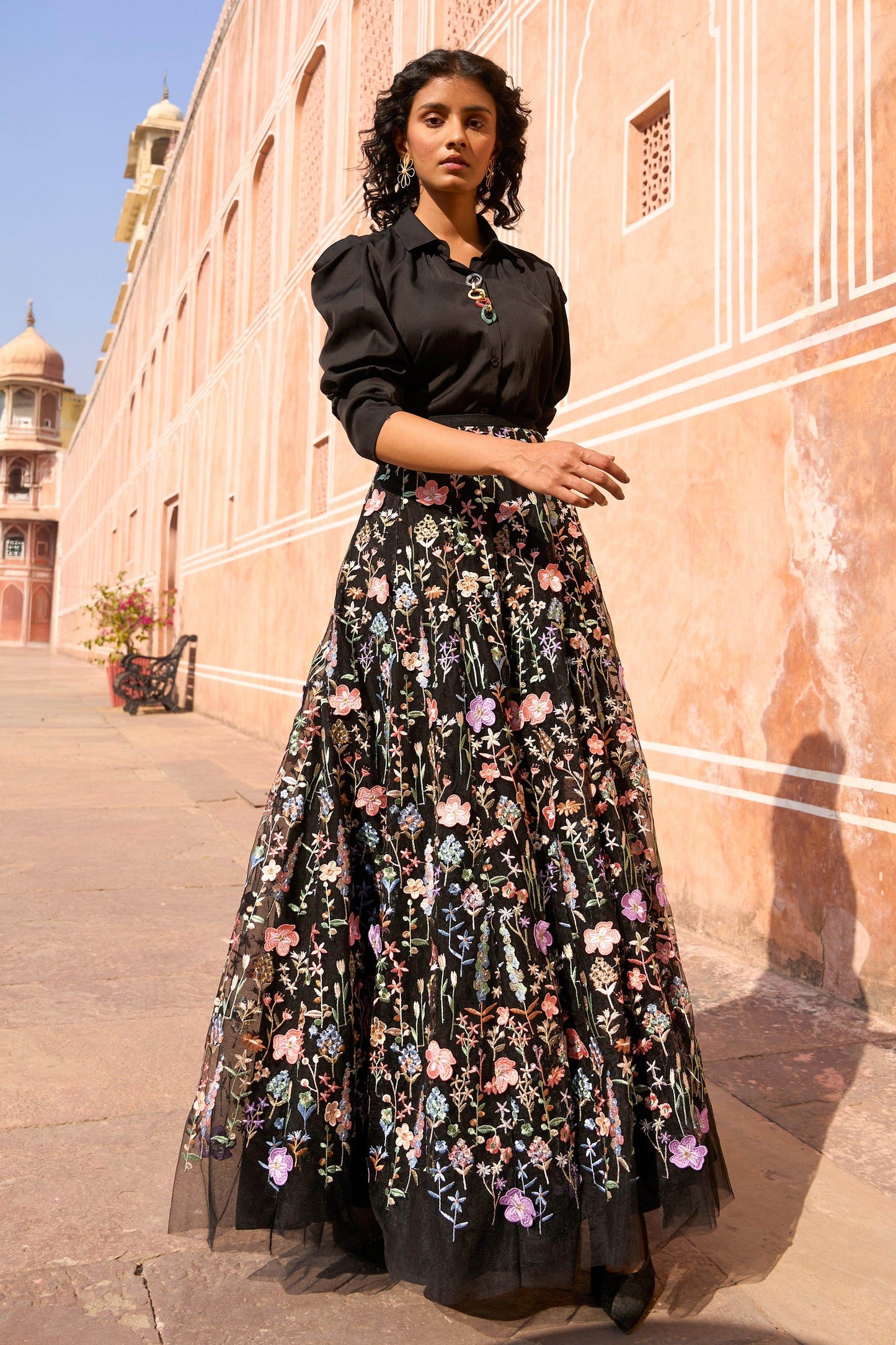 3D FLORAL MAXI SKIRT - dash and dot