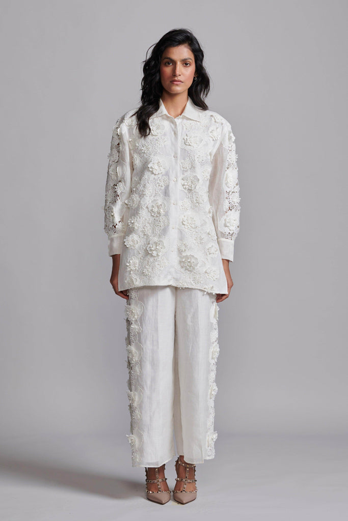 SILK LINEN LACE PANT SET - dash and dot dash and dot